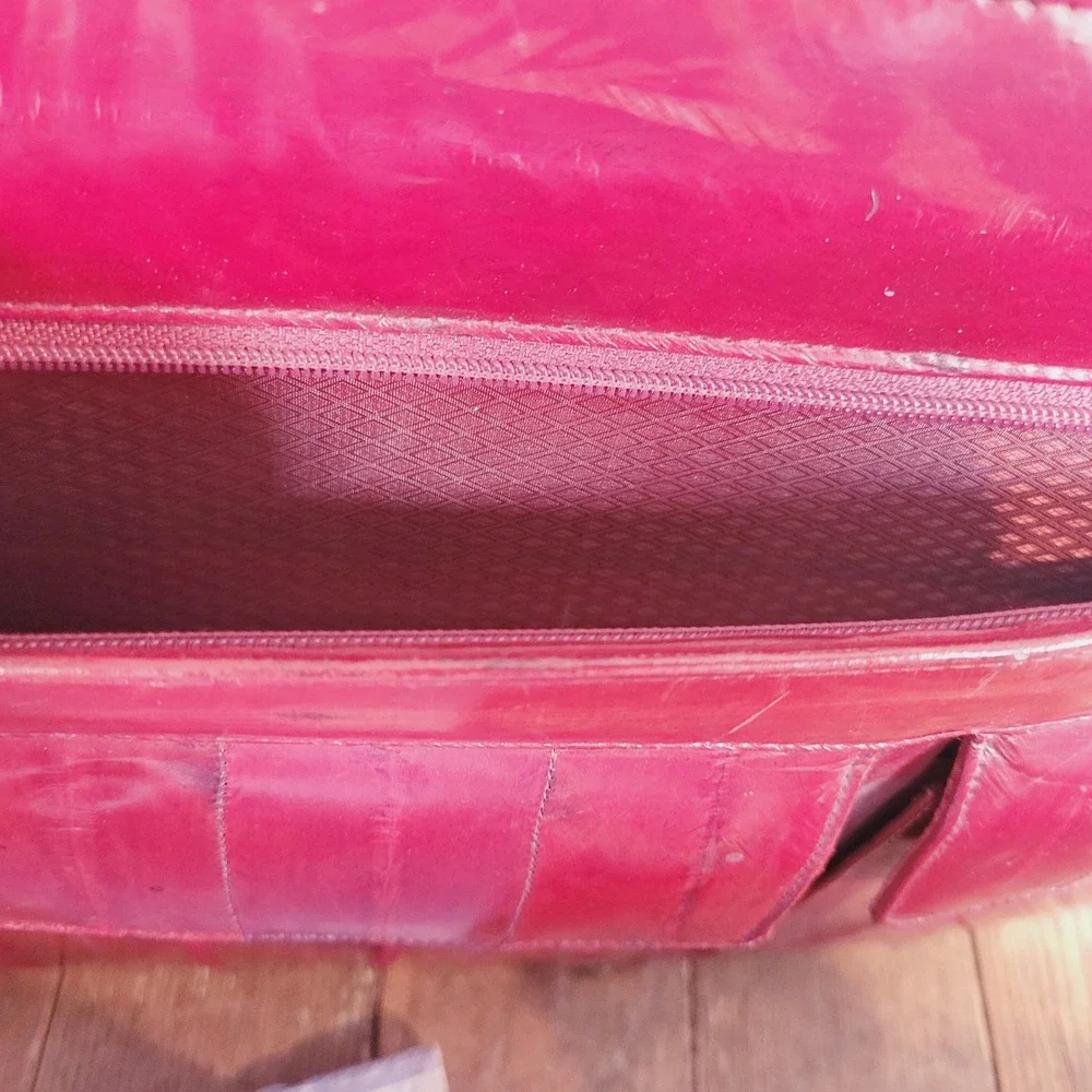 Vintage Red Eel Skin Briefcase Laptop Bag Shoulder Career Business 1980s Retro